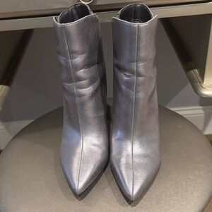 Nine West Metallic Silver Ankle Booties